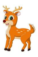 A happy cute orange deer with green eyes, design animal cartoon vector illustration