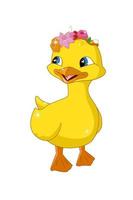 A little cute yellow duck with blue eyes, design animal cartoon vector illustration