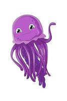 A cute purple baby jellyfish, design animal cartoon vector illustration