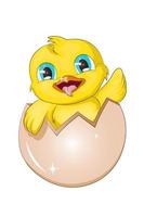 A cute baby yellow duck on egg, design animal cartoon vector illustration