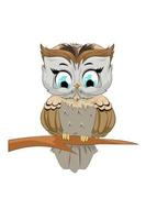 A little owl with blue eyes on tree branch vector