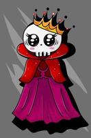 Girly skull using gold crown and red cloak vector