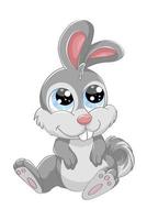 A cute gray baby rabbit with blue eyes, design animal cartoon vector illustration