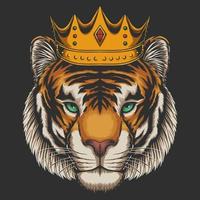 Tiger wearing crown vector illustration