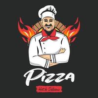 Pizza, fast food logo or label vector