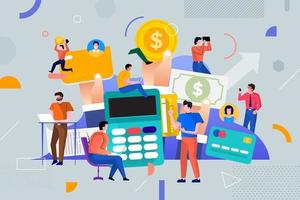 Colorful team of people working together and making money in business vector