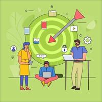 Flat design of teamwork on target audience vector