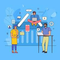 Flat design of teamwork on online shopping vector