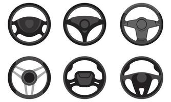 Set of different steering wheels. vector