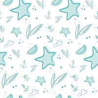 Seamless pattern with stars and anchors. vector