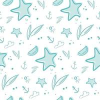 Seamless pattern with stars and anchors. vector