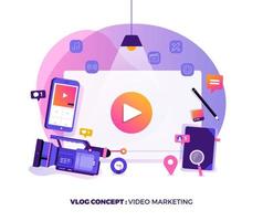 marketing de video vlog vector