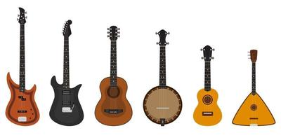 Set of different stringed instruments. vector