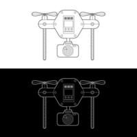 drone en estilo de contorno blanco y negro vector