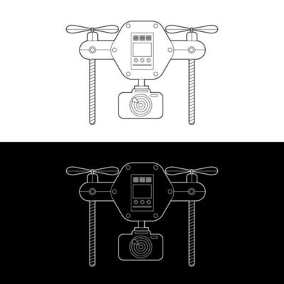 Drone in black and white outline style