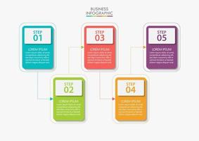 Plantilla de infografía empresarial moderna de forma cuadrada con 5 opciones vector