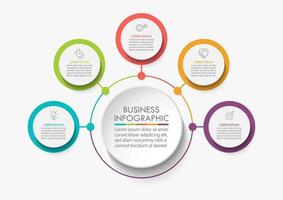 Circle Infographic Template With 5 Options. vector