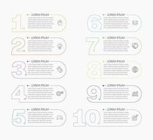 infografías iconos de líneas finas con 10 números vector