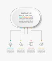 Plantilla de infografía de línea delgada circular con 4 opciones vector