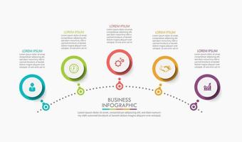 Modern Infographic Connection Template With 5 Options vector
