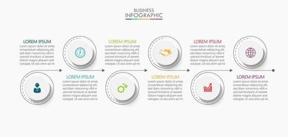 Infographic Thin Line Arrow Template With 6 Options vector