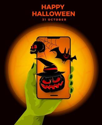Halloween banner on mobile phone