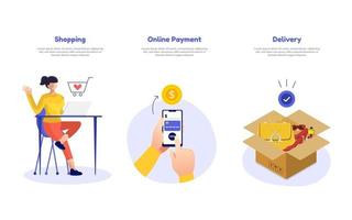 Online Shopping, Payment and Delivery vector