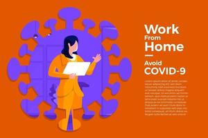 Working from home to avoid COVID-19 vector