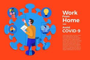 Working from home to avoid COVID-19 vector