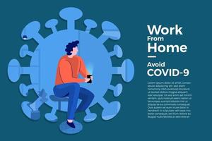 Working from home to avoid COVID-19 vector