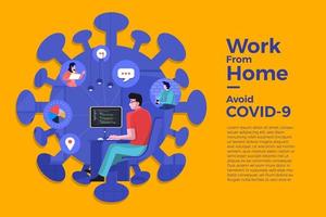 Working from home to avoid COVID-19 vector