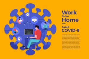 Working from home to avoid COVID-19 vector