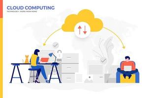 Cloud Computing Used For Working From Home vector