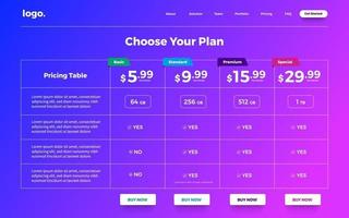 UI User Interface Price List vector