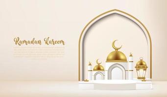 Fondo 3d de ramadan kareem con podio. vector