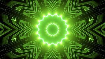 Movimiento a través del túnel oscuro con luces verdes ilustración 3d video