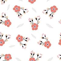 Seamless pattern with pink forget me not flower vector