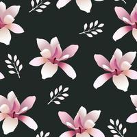 Seamless pattern with magnolia flowers vector