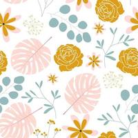 Seamless pattern with colorful flowers vector