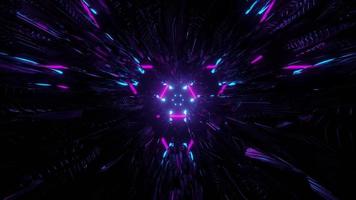 Geometric Pattern with Moving Neon Lights 3D Illustration