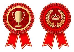 badge award with trophy cup vector