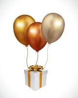 gift box with gold balloons