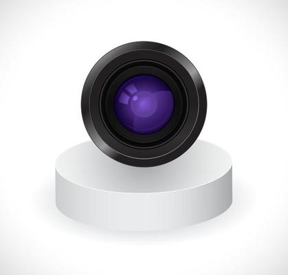 camera lens on stand
