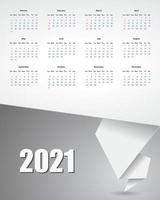 calendar 2021 paper banner vector