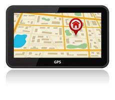 Dispositivo GPS con icono de puntero de mapa de pines vector