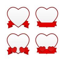 red heart with ribbon set vector