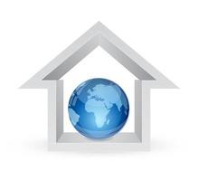 house with globe vector