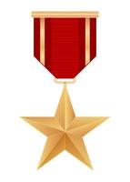 medalla premio estrella de oro icono 3d vector