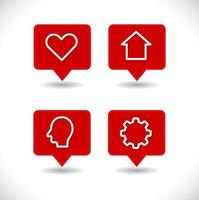 pin map pointer with heart, house, gear and human head icon set vector