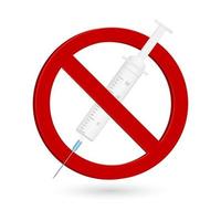 syringe stop warning sign 3d icon isolated on white